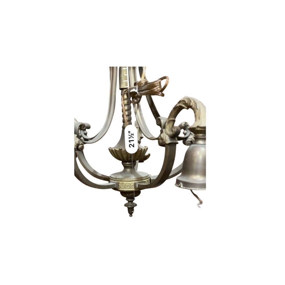 Vintage Brass Finish Chandelier Lighting Fixture 5-Arm Ornate - Picture 3 of 4